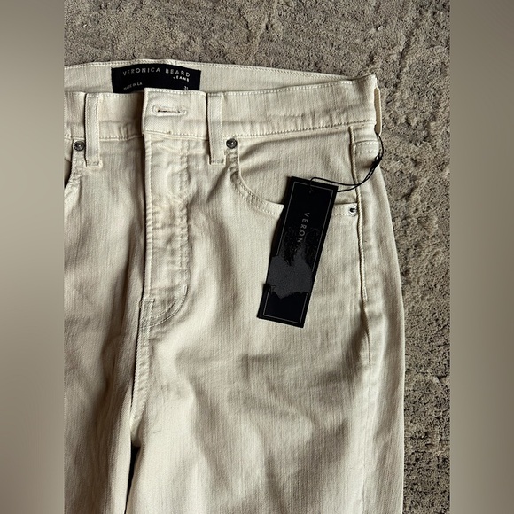 NWT Veronica Beard Carson High Rise Ankle Flare Jeans in Ecru‎ Size 31 - Picture 11 of 11